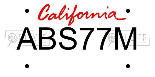 ABS77M California License Plate