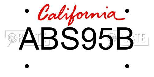 ABS95B California License Plate