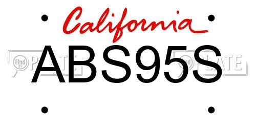 ABS95S California License Plate