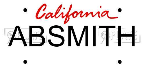 ABSMITH California License Plate