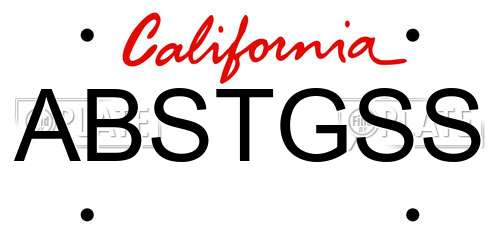 ABSTGSS California License Plate