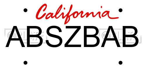 ABSZBAB California License Plate