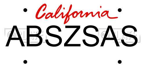 ABSZSAS California License Plate