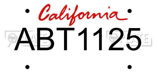 ABT1125 California License Plate