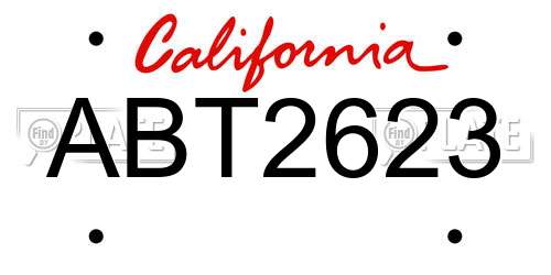 ABT2623 California License Plate