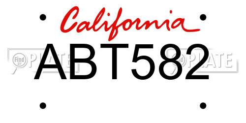 ABT582 California License Plate