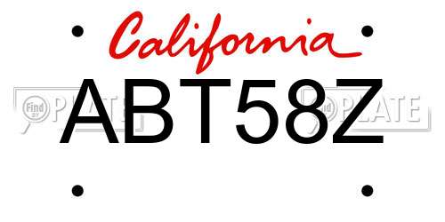 ABT58Z California License Plate