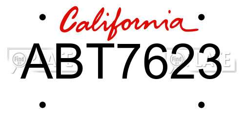 ABT7623 California License Plate