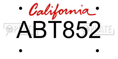 ABT852 California License Plate