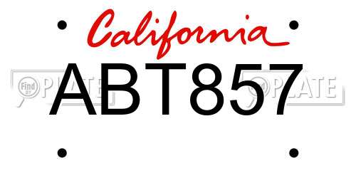 ABT857 California License Plate