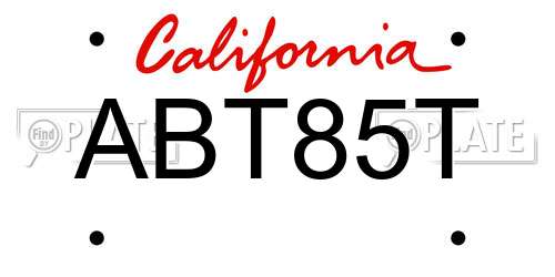 ABT85T California License Plate