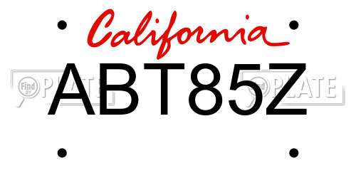 ABT85Z California License Plate