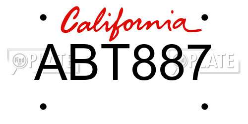 ABT887 California License Plate