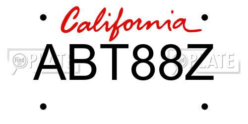 ABT88Z California License Plate