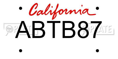 ABTB87 California License Plate