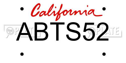ABTS52 California License Plate