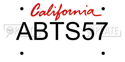 ABTS57 California License Plate