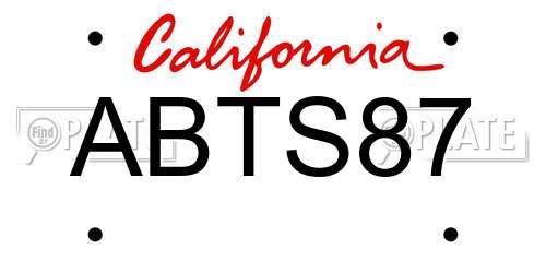 ABTS87 California License Plate