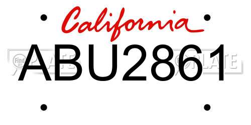 ABU2861 California License Plate