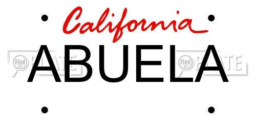 ABUELA California License Plate