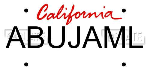 ABUJAML California License Plate