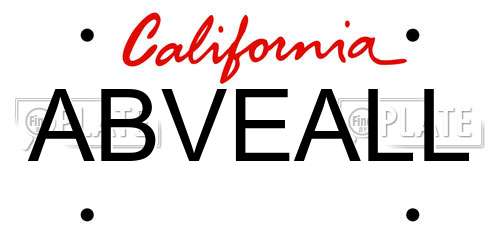 ABVEALL California License Plate