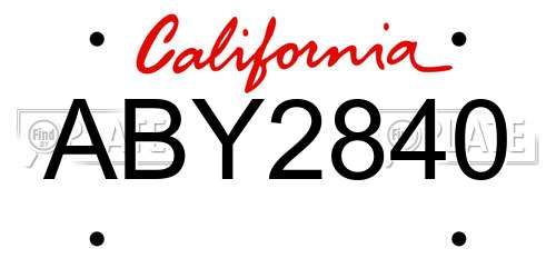 ABY2840 California License Plate