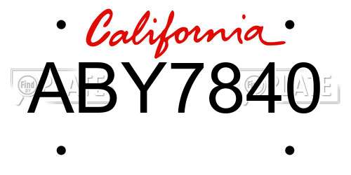 ABY7840 California License Plate