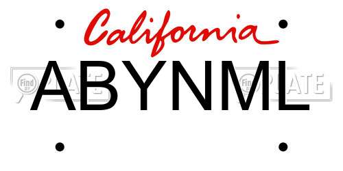ABYNML California License Plate