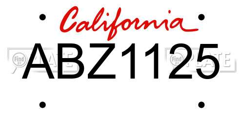 ABZ1125 California License Plate