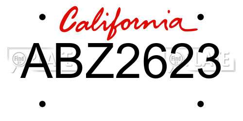 ABZ2623 California License Plate