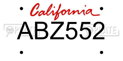 ABZ552 California License Plate