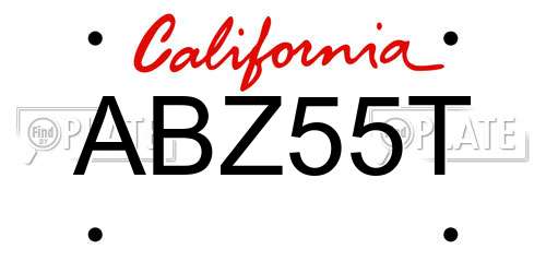 ABZ55T California License Plate