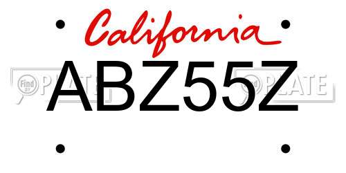 ABZ55Z California License Plate