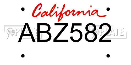 ABZ582 California License Plate