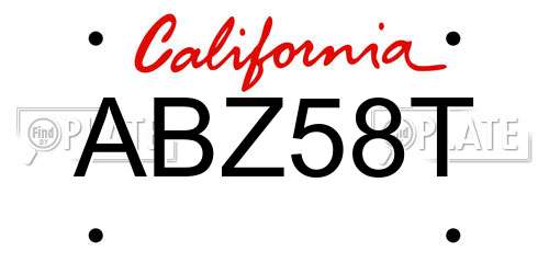 ABZ58T California License Plate
