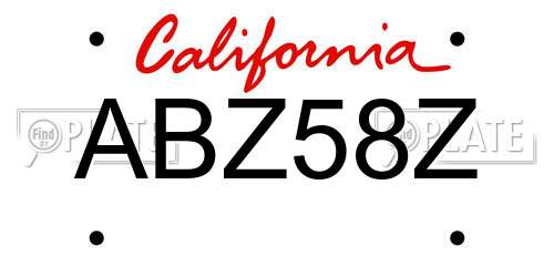 ABZ58Z California License Plate