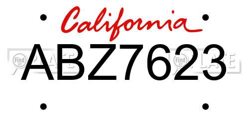 ABZ7623 California License Plate