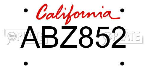 ABZ852 California License Plate
