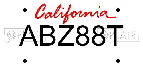 ABZ88T California License Plate