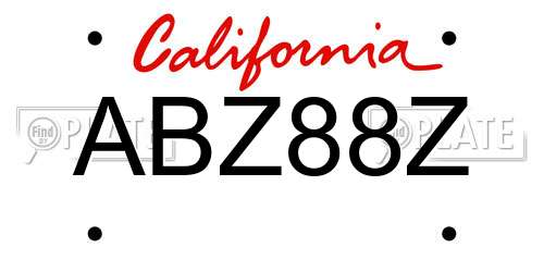 ABZ88Z California License Plate
