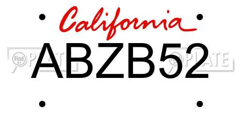 ABZB52 California License Plate