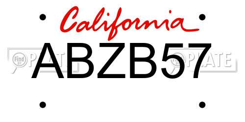 ABZB57 California License Plate