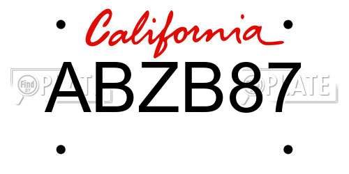 ABZB87 California License Plate