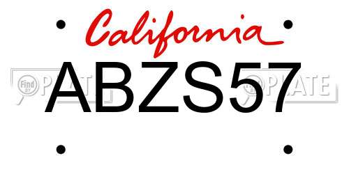 ABZS57 California License Plate