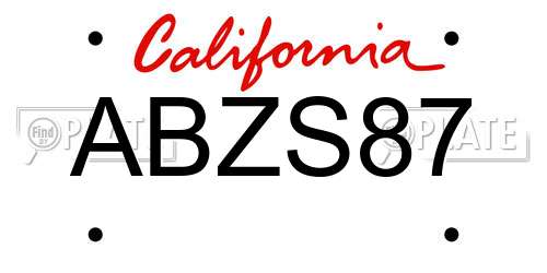 ABZS87 California License Plate