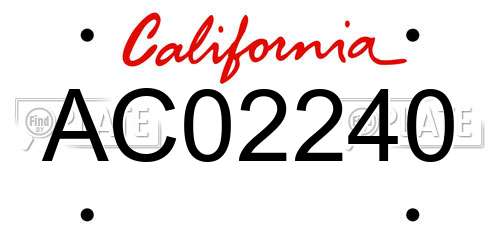AC02240 California License Plate