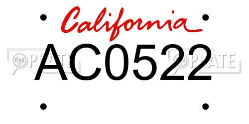AC0522 California License Plate