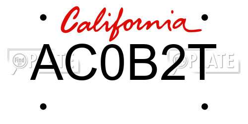 AC0B2T California License Plate