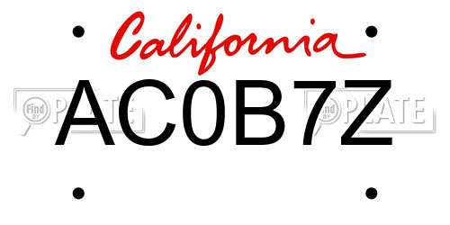 AC0B7Z California License Plate
